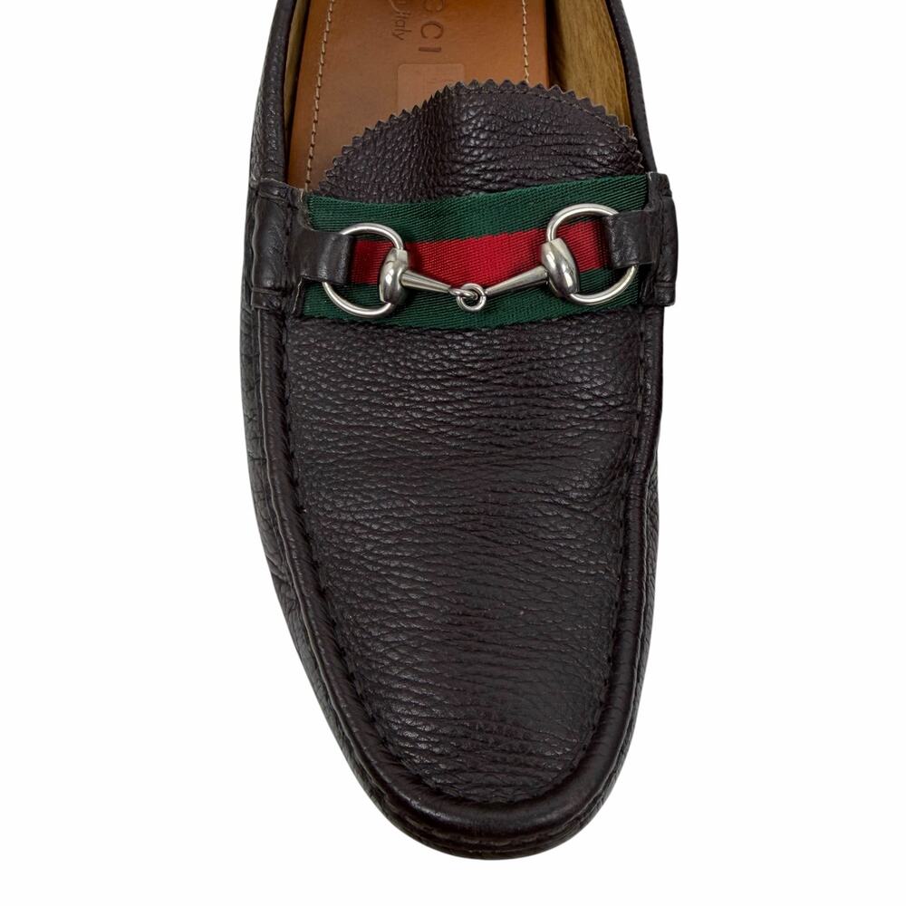 Gucci Horsebit Web Leather Driver Loafer Slip On Brown Size 10/ 10.5 - Picture 7 of 14